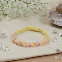 Barnsteen armband baby/peuter milk pink jade