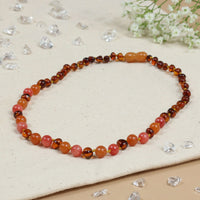Barnsteen ketting kind cognac - aventurine coral