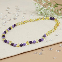 Barnsteen ketting baby/peuter lemon amethist jade