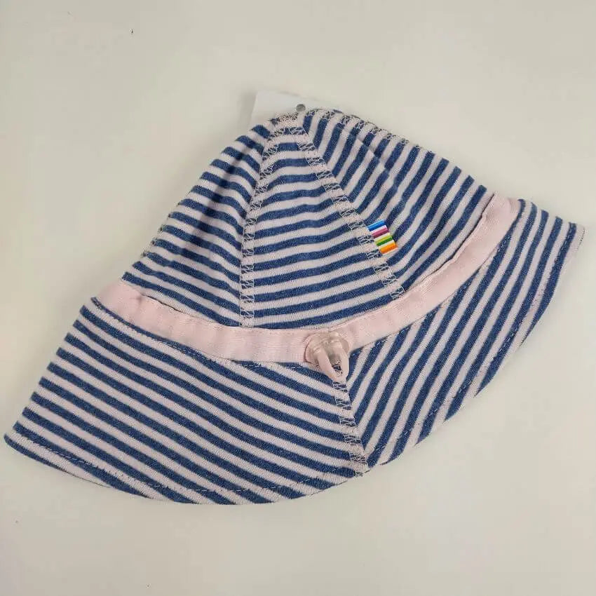 Zonnehoedje gestreept roze/blauw - 41/45 cm