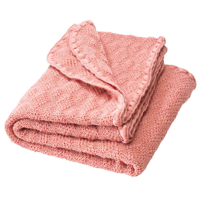 Baby deken wol gebreid zacht Roze