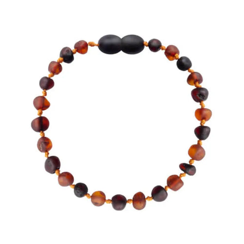 Barnsteen armband baby/peuter cognac - cherry - unpolished