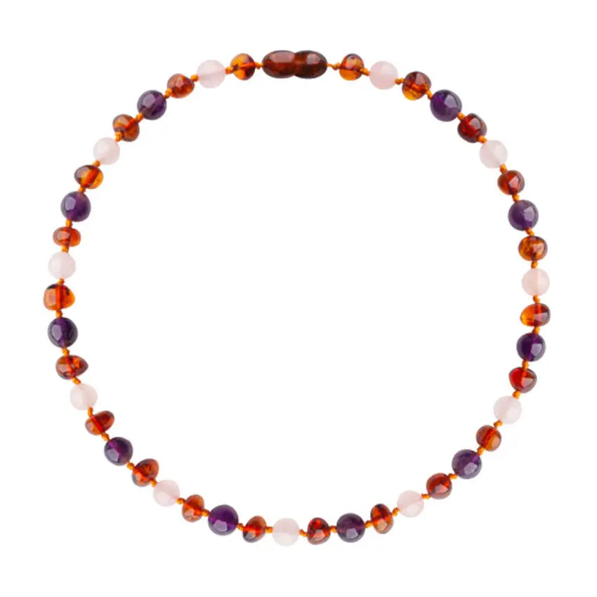 Barnsteen armband baby/peuter amethist - rozenkwarts