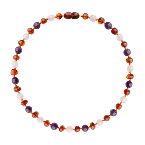 Barnsteen ketting baby/peuter amethist - rozenkwarts