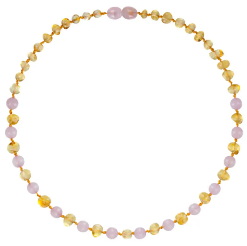 Barnsteen ketting dames lemon – rose quartz