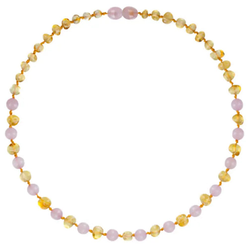 Barnsteen ketting kind lemon - rose quartz