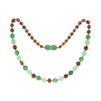 Barnsteen ketting kind cognac, green jade