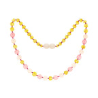 Barnsteen ketting baby/peuter lemon, rose quartz, pink jade