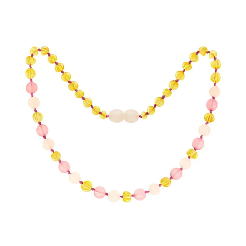 Barnsteen ketting baby/peuter lemon, rose quartz, pink jade