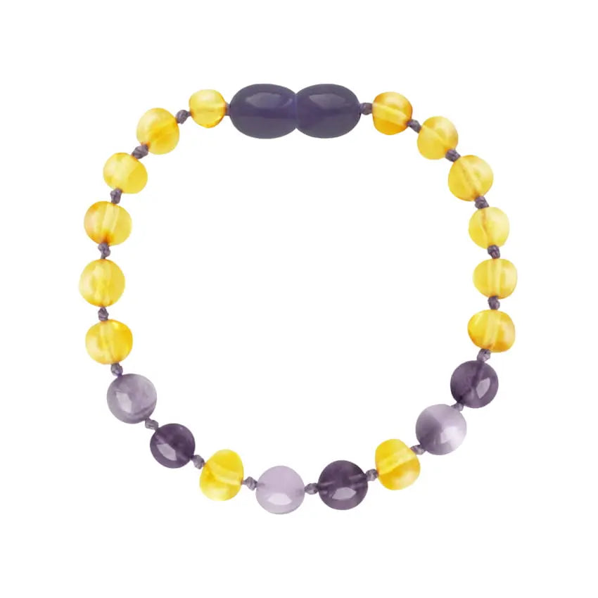Barnsteen armband baby/peuter lemon amethist jade