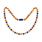 Barnsteen ketting kind cognac - lapis lazuli