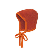 Strikmutsje wol oranje bordeaux