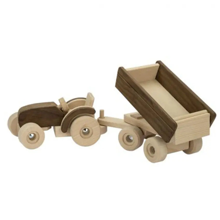 Houten trekker met kar