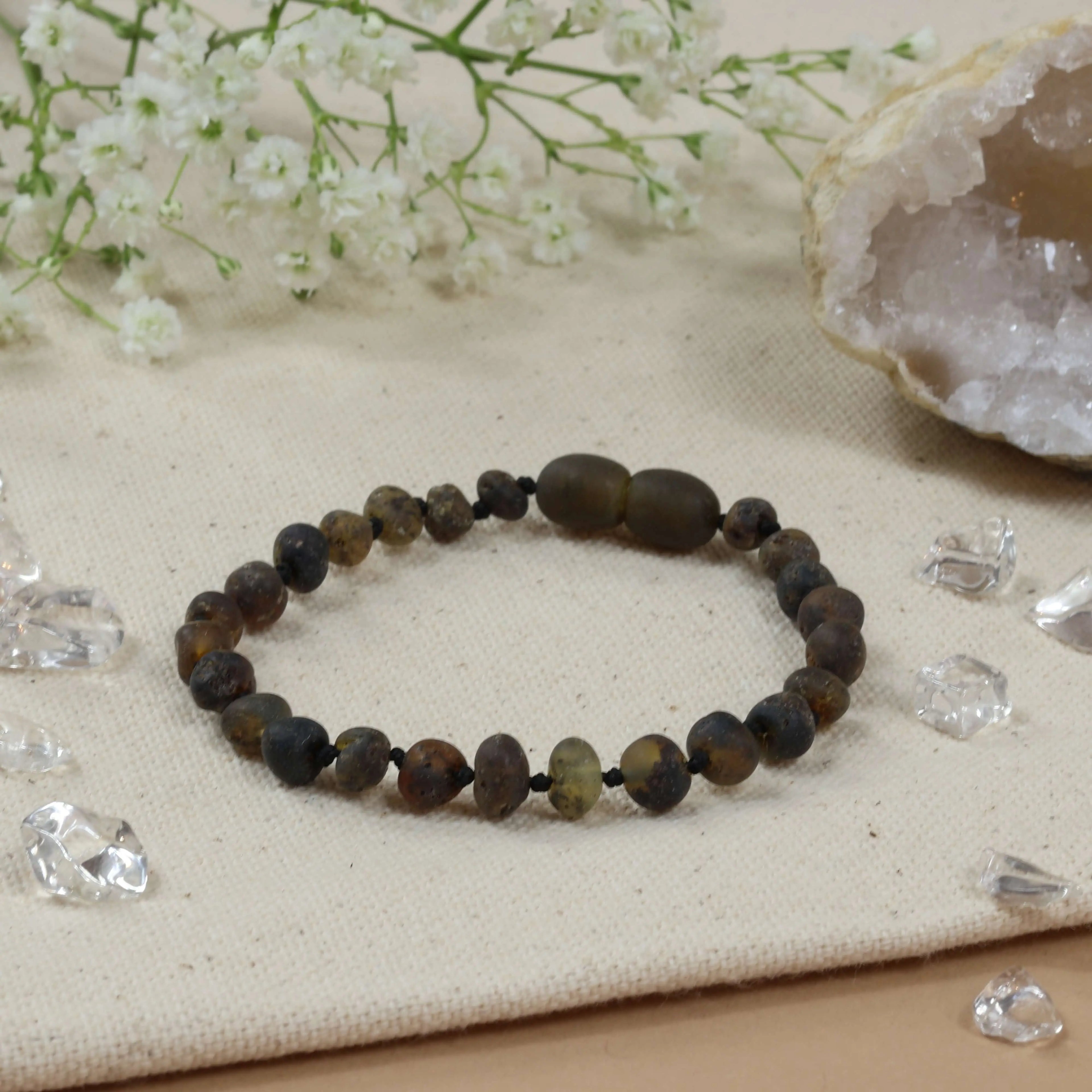 Barnsteen armband kind green- unpolished