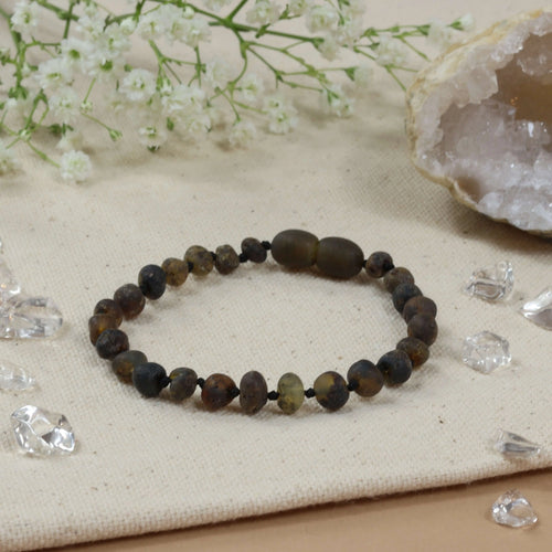 Barnsteen armband kind green- unpolished