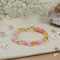 Barnsteen armband kind lemon, rose quartz, pink jade