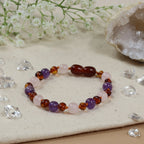 Barnsteen armband dames amethist - rozenkwarts