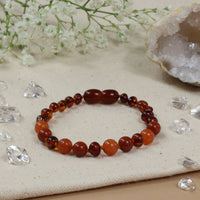 Barnsteen armband dames cognac – aventurijn - jaspis