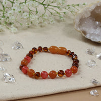 Barnsteen armband dames cognac - Aventurijn koraal