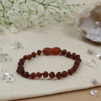 Barnsteen armband dames cognac – unpolished