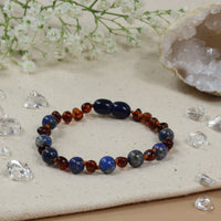 Barnsteen armband kind cognac - lapis lazuli