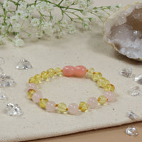 Barnsteen armband kind lemon - rose quartz
