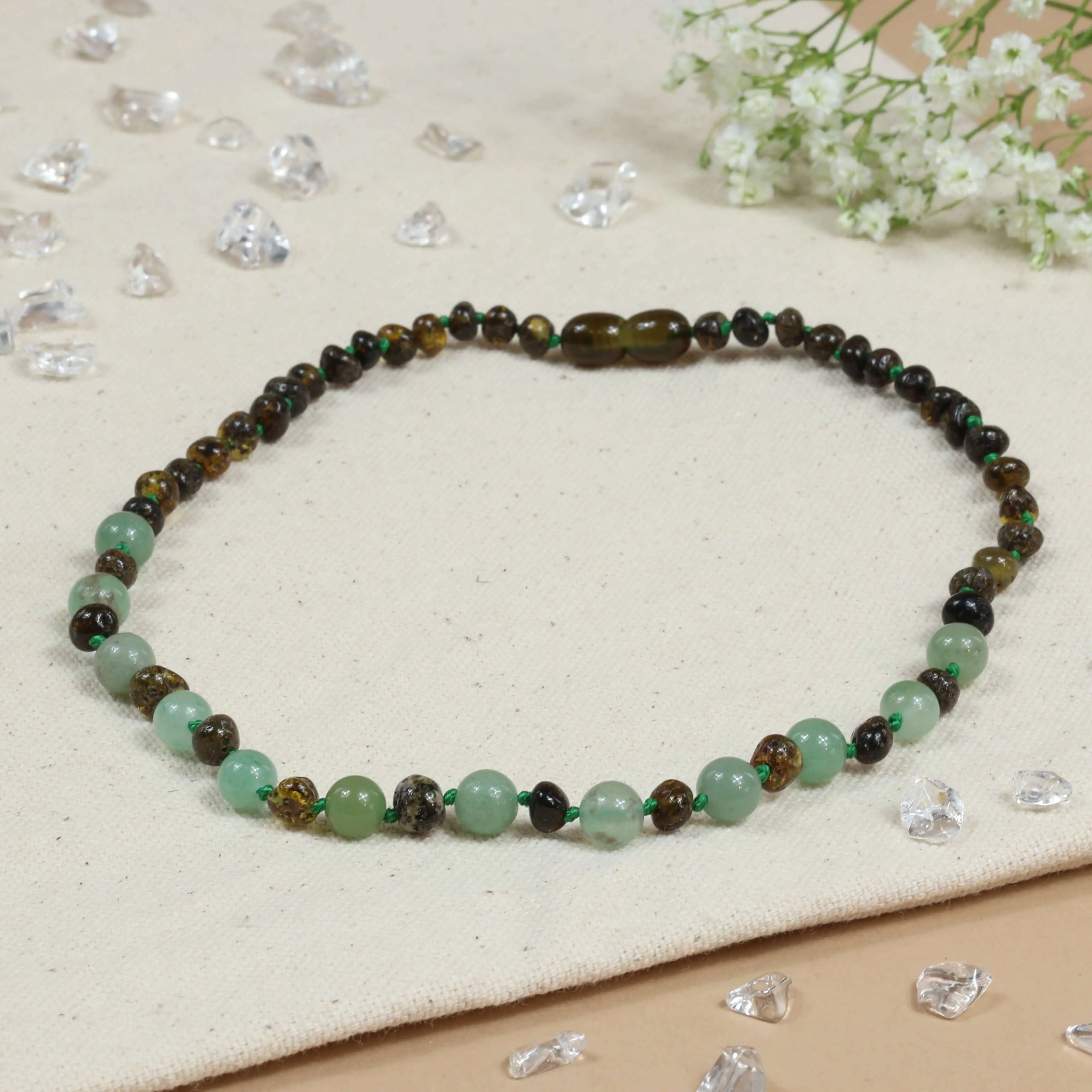 Barnsteen ketting baby/peuter green - aventurijn