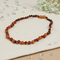 Barnsteen ketting baby/peuter cognac - aventurijn - jaspis