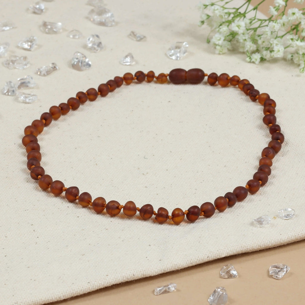 Barnsteen ketting kind cognac - unpolished