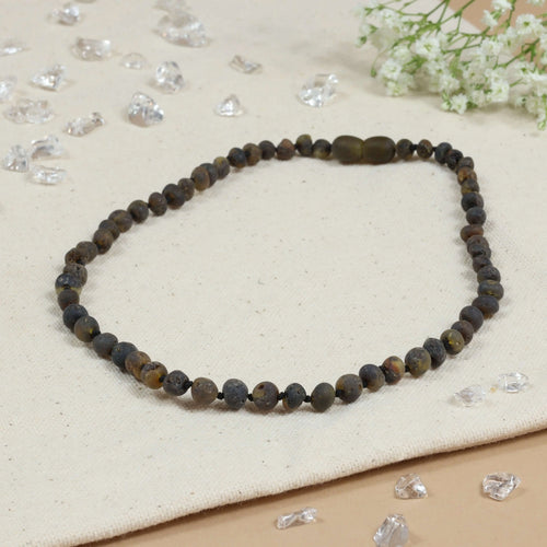 Barnsteen ketting kind green - unpolished