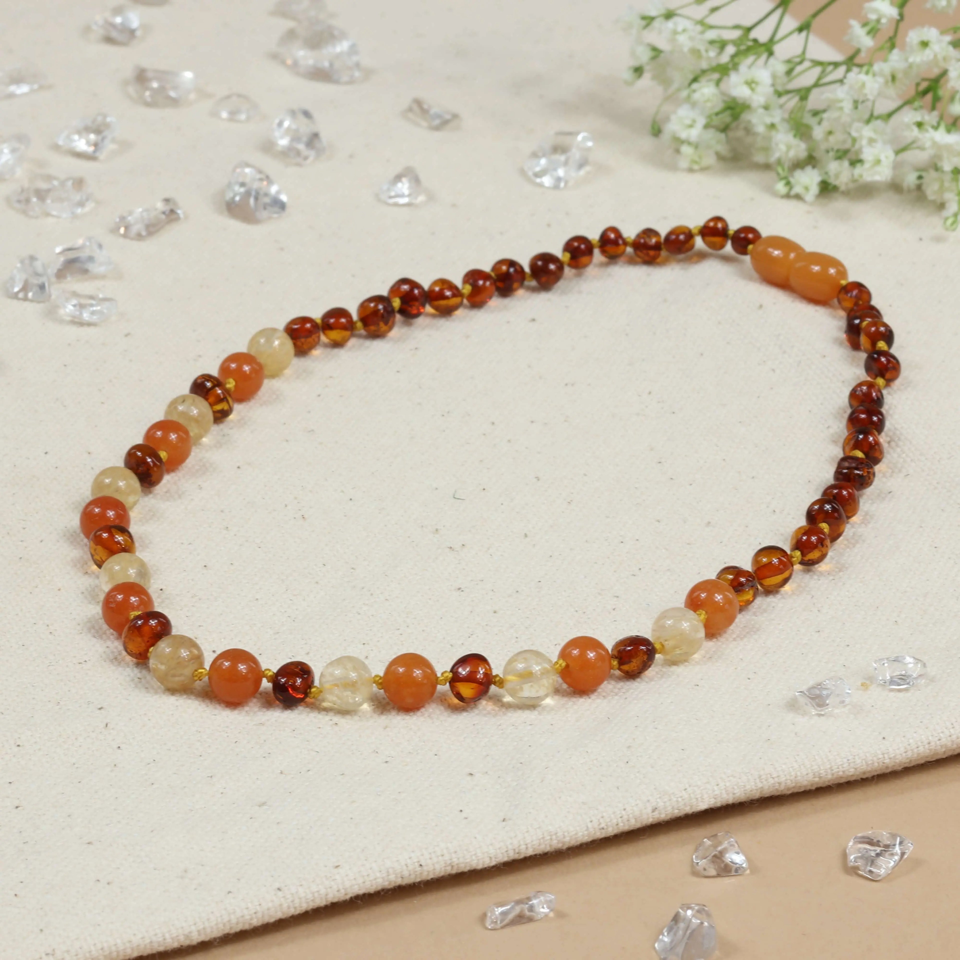 Barnsteen ketting kind quartz - aventurine