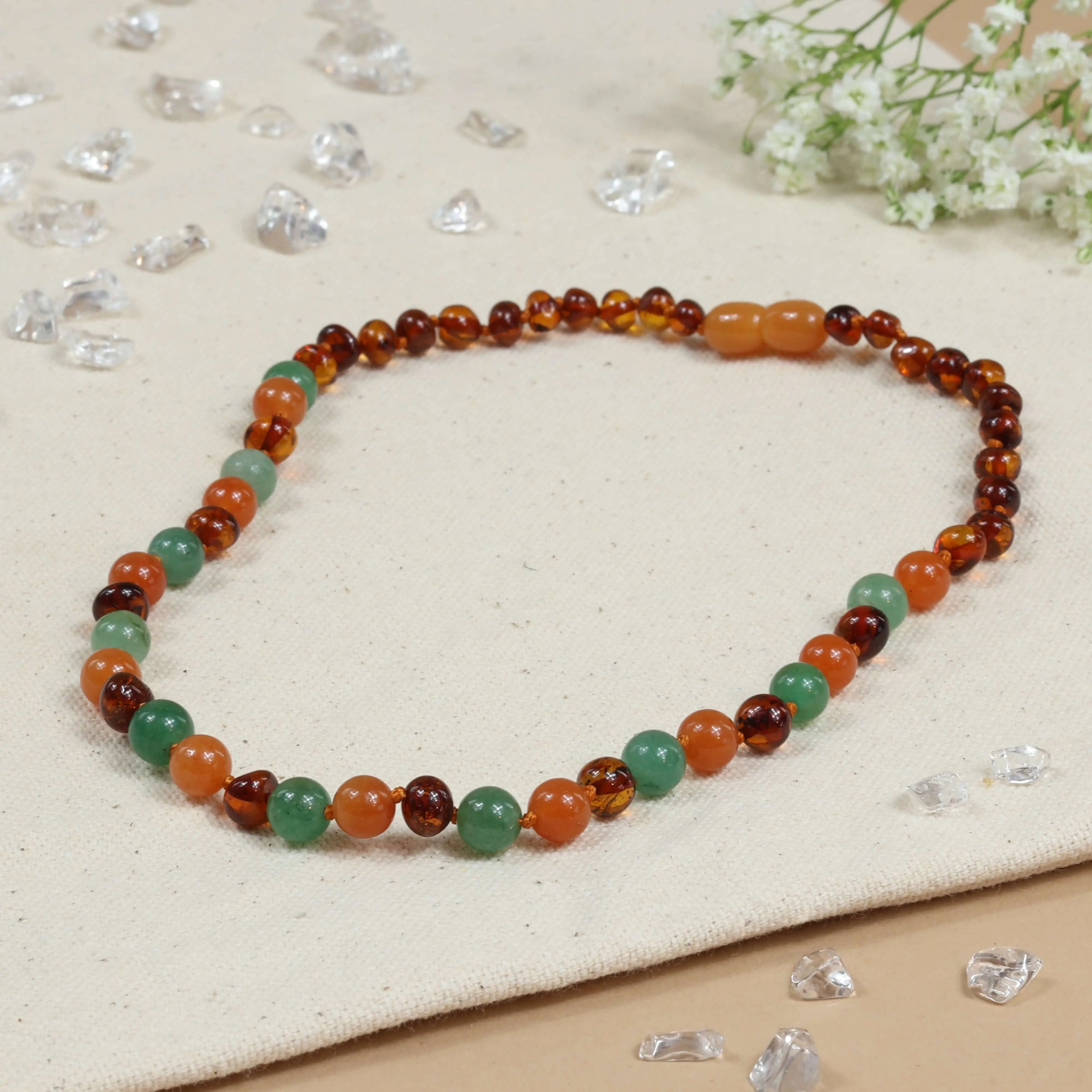Barnsteen ketting baby/peuter aventurijn - jade