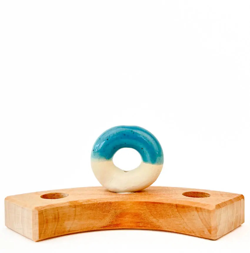 Donut vaasje blauw steker