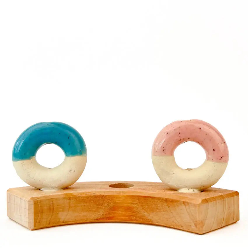 Donut vaasje blauw steker