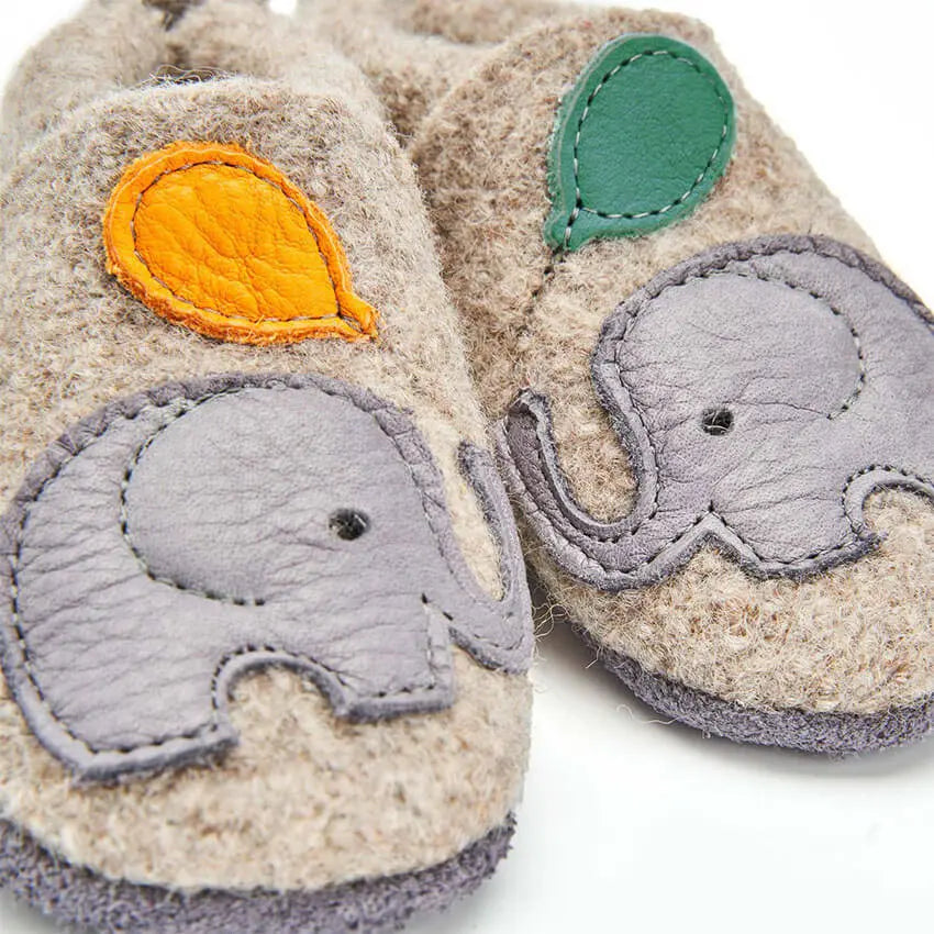 Sloffen wol Olifant Benni  - beige
