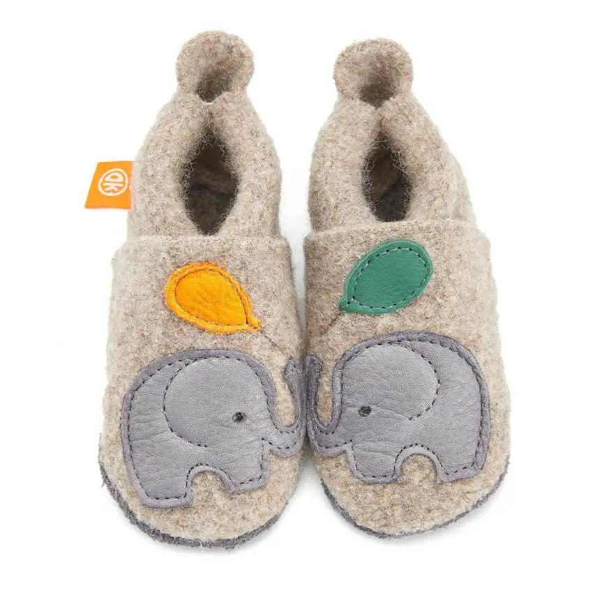 Sloffen wol Olifant Benni  - beige