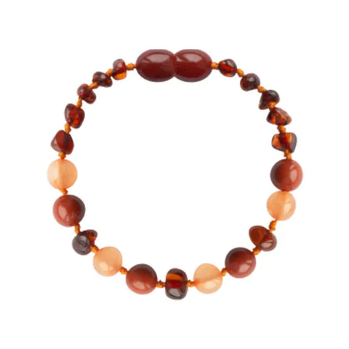 Barnsteen armband baby/peuter cognac - aventurijn - jaspis