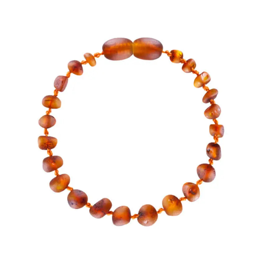 Barnsteen armband baby/peuter cognac - unpolished