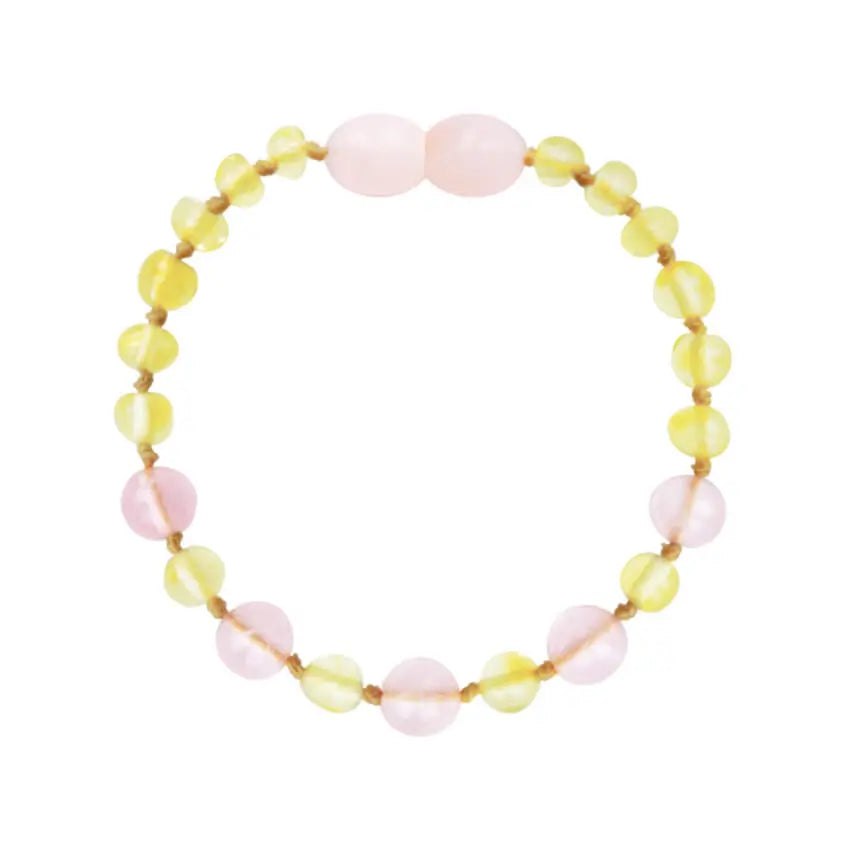 Barnsteen armband dames lemon, rose quartz