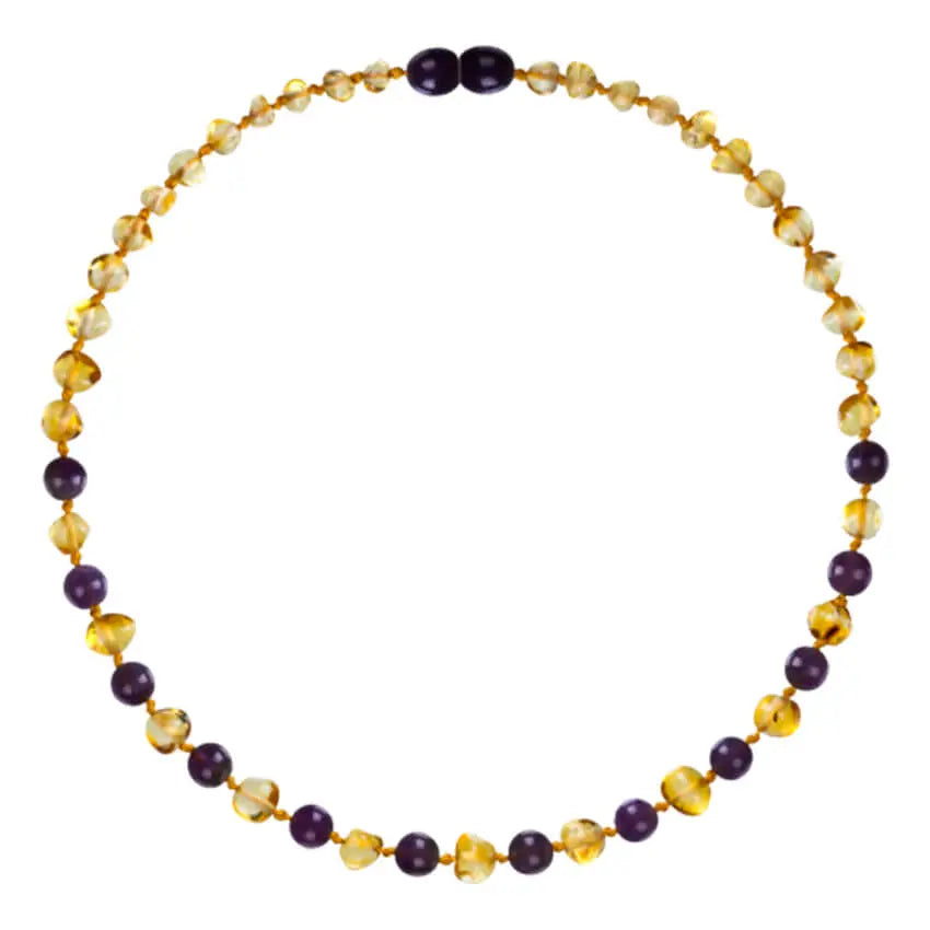 Barnsteen ketting baby/peuter lemon amethist jade