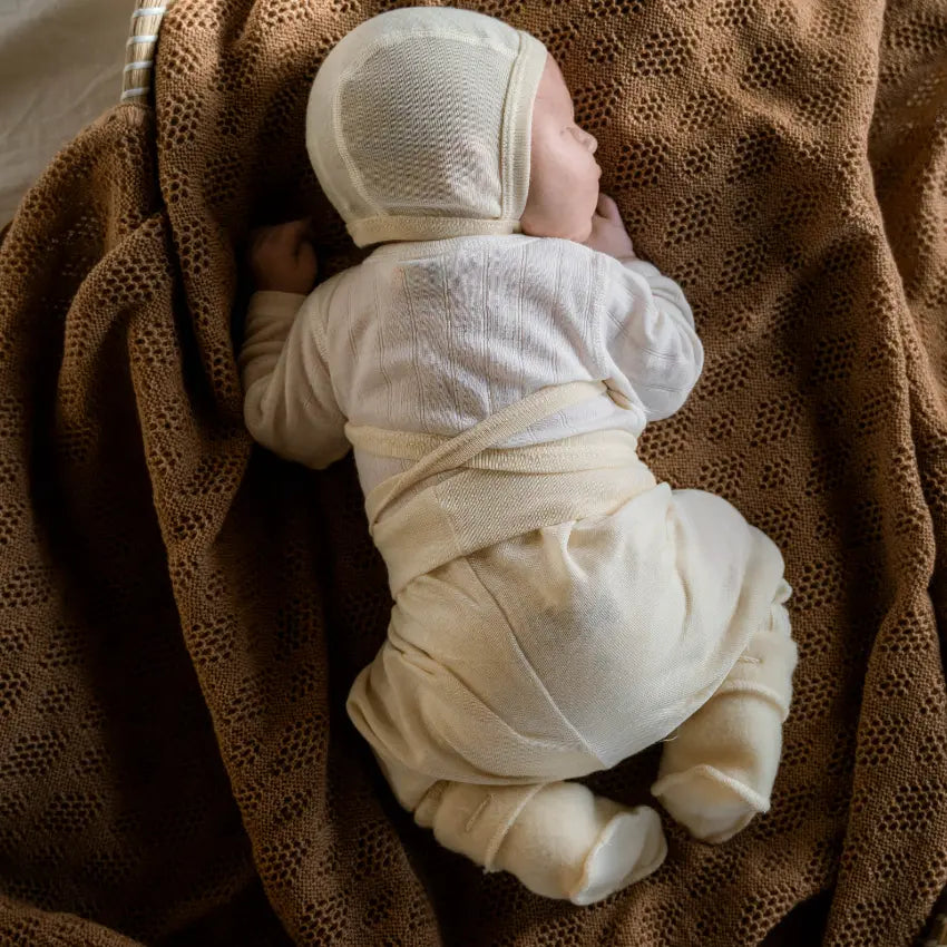 Baby deken wol gebreid zacht Roze Disana