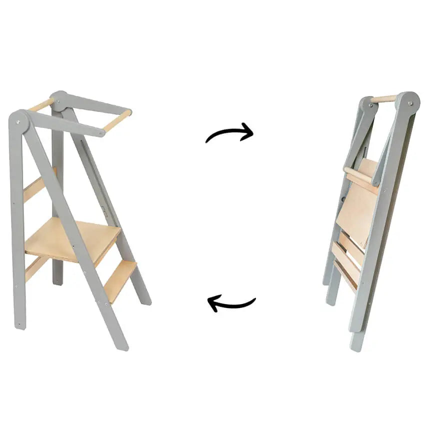 Houten opvouwbare leertoren - grijs