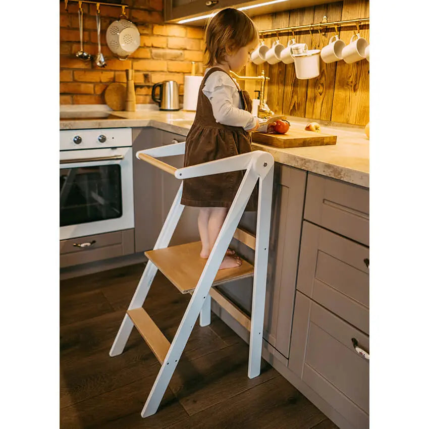 Houten opvouwbare leertoren - wit