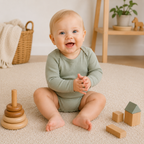 Romper Lange Mouw Extra Soft Olijf – 100% Biologisch Katoen