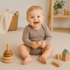Romper Lange Mouw Extra Soft Sesam – 100% Biologisch Katoen
