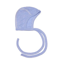 Strikmutsje wol zijde katoen baby blauw