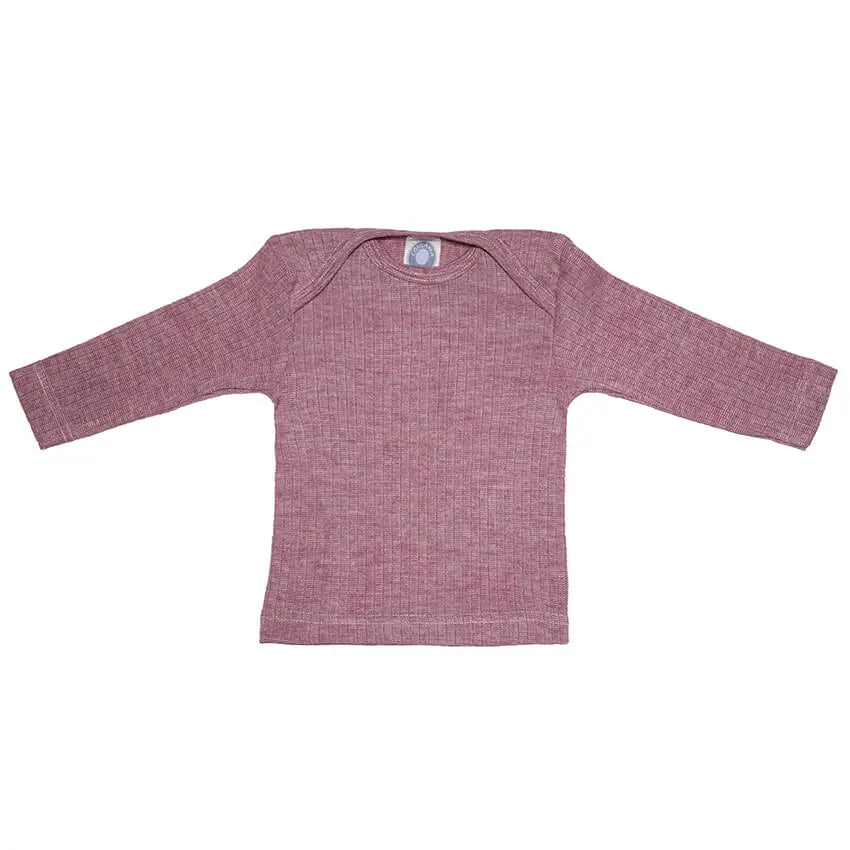 Longsleeve wol zijde katoen wijnrood
