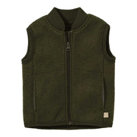 Bodywarmer kind gekookte wol - Olijf
