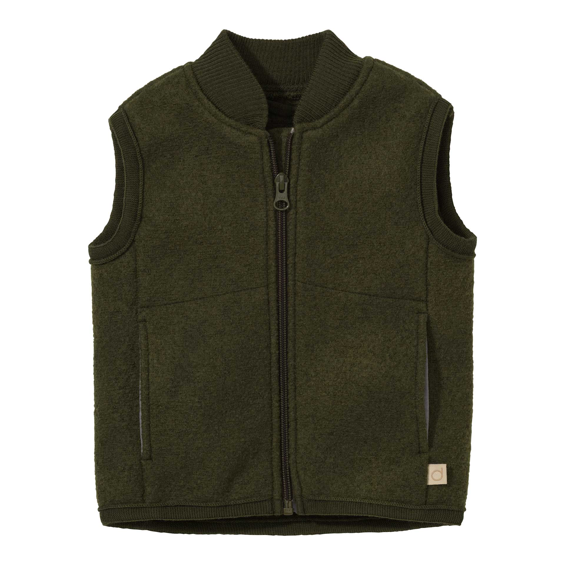 Bodywarmer kind gekookte wol - Olijf