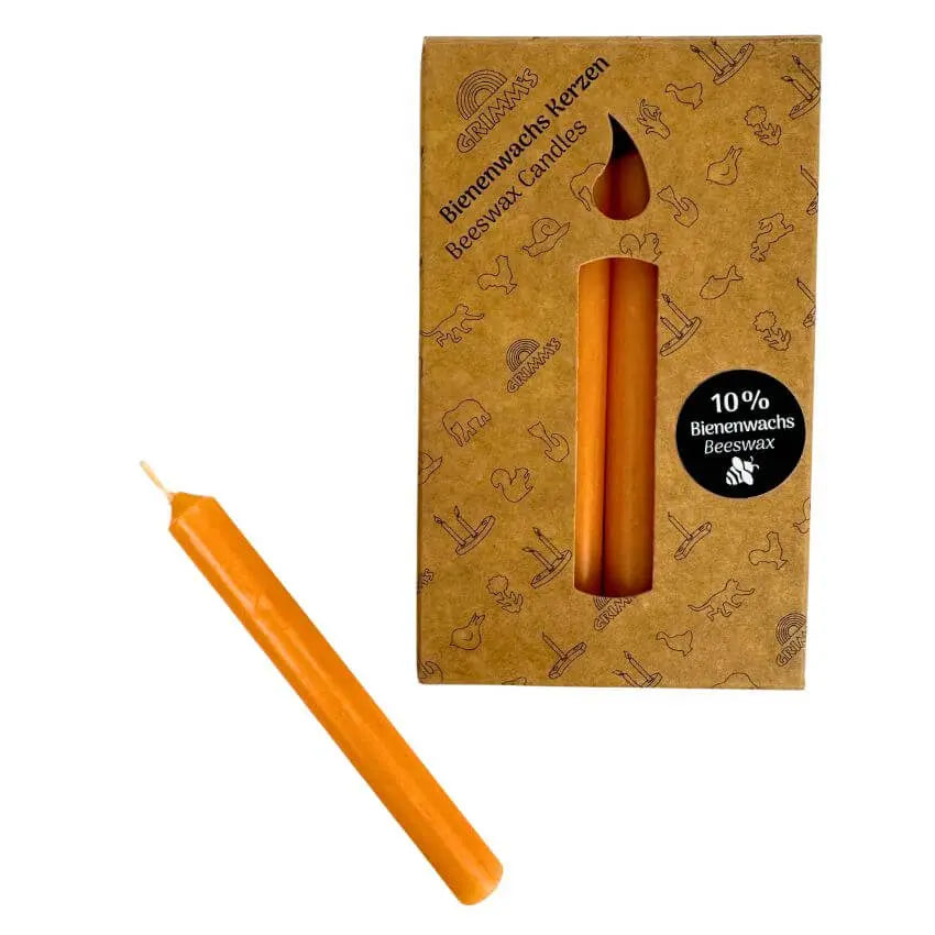 12 Bijenwas (10%) jaarring kaarsjes amber
